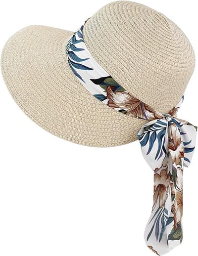 VHV-Strohoed Dames - Luxe Zonnehoed met Brede Rand - UPF 50+ UV Bescherming - Ademende en Opvouwbare Strandhoed voor Vakantie, Reizen en Strand - Stijlvolle Zomerhoed