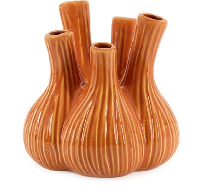 HomeBound by KY | Aardewerk tulpenvaas Garlic oranje | tulpenvaas | 18x18x18,5cm