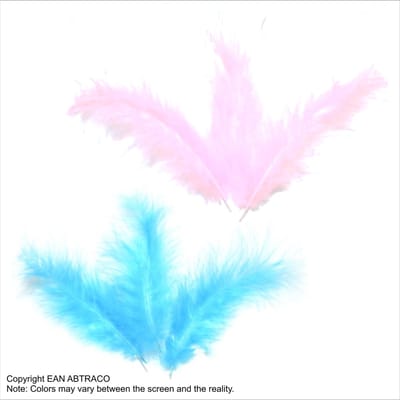 Pluim / Veertjes kleur Roze & Licht blauw = 2 x ± 100 st / ± 10cm