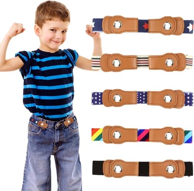 Kinderriem met elastische band zonder gesp, 5 stuks, onzichtbaar verstelbaar, 35-75 cm, riem zonder gesp, voor jongens en meisjes| Cyslmuk®