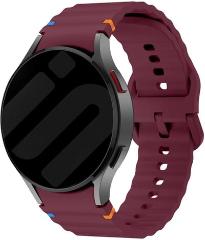 Strap-it Siliconen Wave bandje - Geschikt voor Samsung Galaxy Watch 7 (40 & 44mm) / Galaxy Watch 6 (Classic) / Galaxy Watch 5 (Pro) / Galaxy Watch 4 (Classic) - Wijnrood