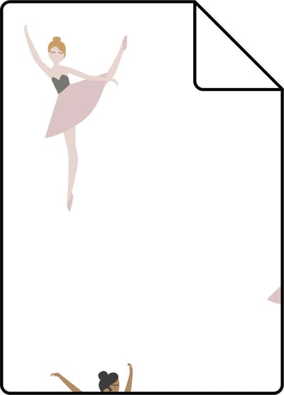 Proefstaal ESTAhome behang ballerina's oudroze en vergrijsd blauw - 26.5 x 21 cm - 139535-S