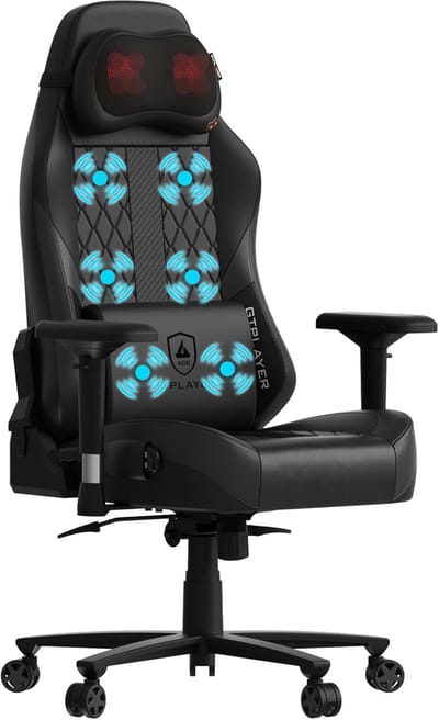 GTPLAYER - Gamingstoel met Massage - Met Pocketveer en 4D Armleuningen - Zwart