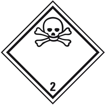 ADR klasse 2.3 sticker giftig gas 50 x 50 mm - 10 stuks per kaart
