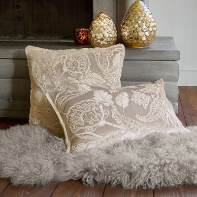 LOBERON Kussenhoes set van 2 Oplevine taupe/champagne