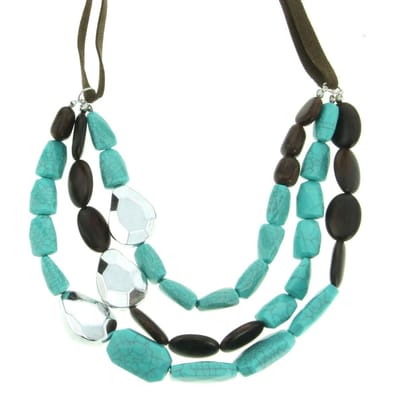 Behave - Statement ketting - Turquoise en bruin - Boho chique look