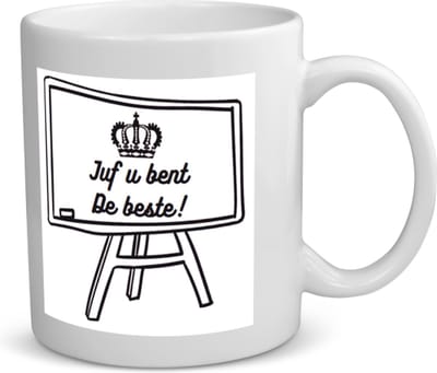 Juf u bent de beste Mok met opdruk - Docent cadeau - Meester en juffen dag - cadeautjes - juffendag cadeau - cadeau juf - einde schooljaar - afscheid- 350 ML inhoud350 ML inhoud