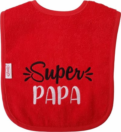 Rode slab met "Super Papa" - vaderdag, pappa, zwanger, cadeautje, kraamcadeau, grappig, geschenk, baby, tekst, beige bruin
