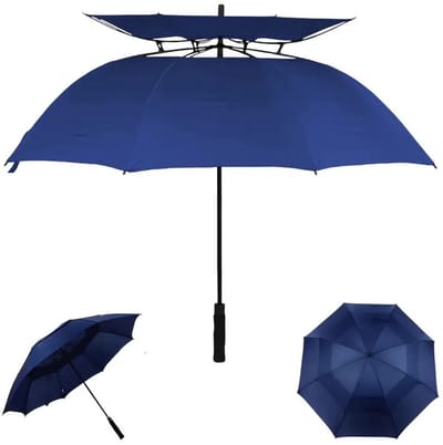 Nivard Moderne Golf Paraplu - Stormparaplu - Opvouwbaar - Windproof - Stormproef - UV Bescherming - Umbrella - Draagbaar - Blauw
