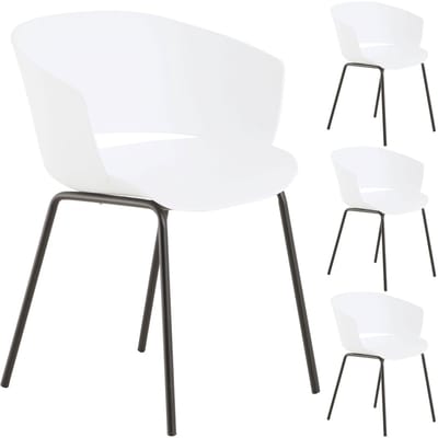 Tuinstoelen NIVEL, set van 4, van aluminium en kunststof - wit