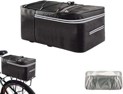 Waterdichte Fietstas Bagagedrager 9L – Grote Zijtassen met - Waterdichte Achtertas voor E-bike en Fiets – Ruime Opbergtas voor Boodschappen, Werk en Fietstochten - zwart