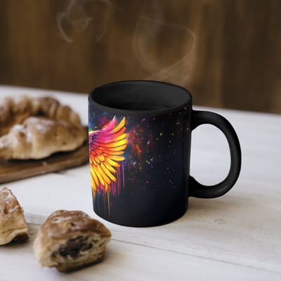 Magische Mok - Foto op Warmte Mokken - Koffiemok - Regenboogkleuren - Vleugels - Magisch - Magic Mok - Beker - 350 ML - Theemok