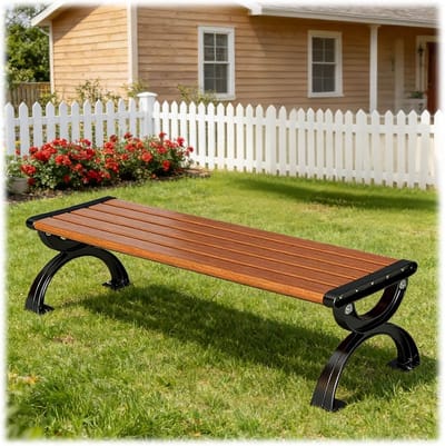 Massief Houten Tuinbank - Buitenbank Parkbank - Genieten in de tuin - Sterk gietijzeren frame - 150cm breed - Oranje