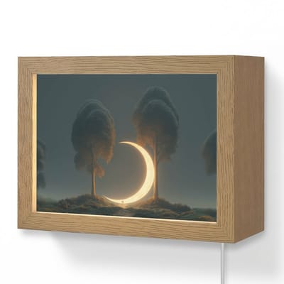 Wandlamp 20x15 cm - Oplaadbaar - Maan - Bomen - Wandeling - Wandlampen binnen woonkamer - Slaapkamer lamp met kabel - Decoratieve nachtlamp - Vloerlamp snoer