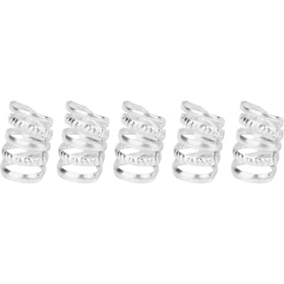 Lot de 5 perles à ressort en métal style rétro pour dreadlocks, pour mariage, fête, cosplay, argent argenté