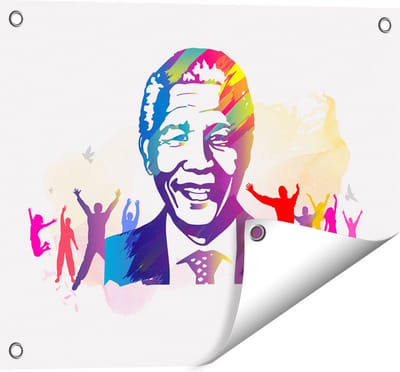 Gards Tuinposter Nelson Mandela - 50x40 cm - Tuindoek - Tuindecoratie - Wanddecoratie buiten - Tuinschilderij