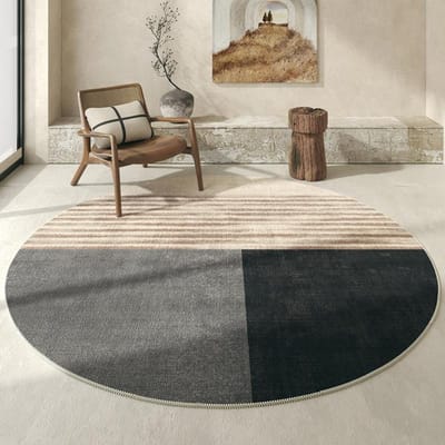 Moderne Minimalistische Vloerkleden voor Slaapkamer Groot Oppervlak Dik Studiekleed Licht Luxe Woonkamer Decoratie Rond Tapijt Thuis Antislip Mat 80x80CM gray
