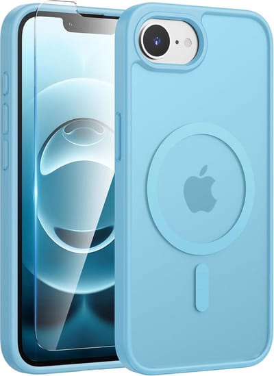 Exobox Geschikt voor Apple iPhone 16e - Robuuste Militaire Duurzame - Met Screenprotector - Back Cover Hoesje - Blauw