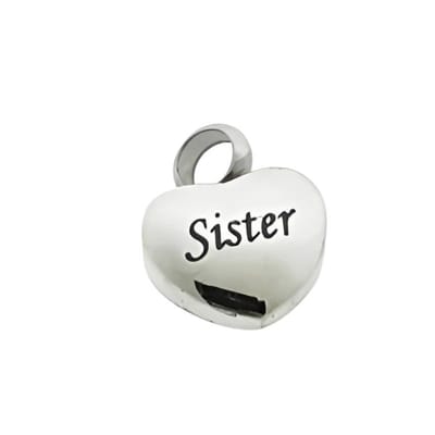 Aramat Jewels | Gedenkhangers | Stalen Ashanger Zus | klein hartje-sister-1.5x1.2cm | |20mm | Staal | Volwassenen | Verkleurd niet