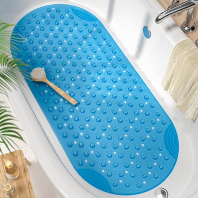 Antislip Badmat Blauw 89 x 40 cm - Comfortabele en Veilige Badkamer Accessoire voor Kinderen en Ouderen