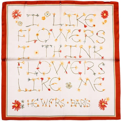 Vierkante Sjaal met Botanisch Tekstmotief en Florale Details (70x70cm)