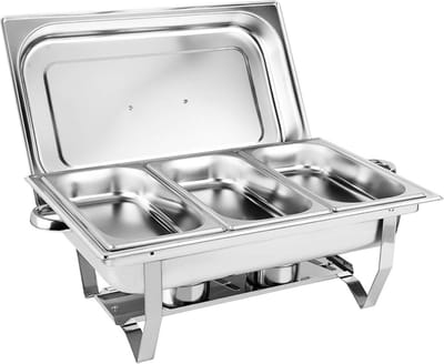 Happyment Buffetwarmer PRO - Chafing Dish - Warmhoudbakken - Warmhoudplaat - 3 x 3 Liter
