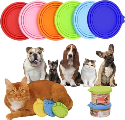 6 stuks deksels voor blikjes, blikdeksel, deksel voor kattenvoer, dierenvoerdozen, herbruikbaar deksel, siliconen blikdeksel voor katten- en hondenvoerdozen