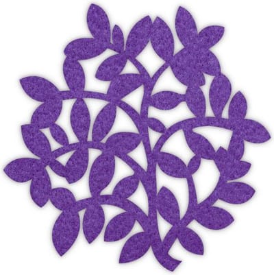 Takjes en bladeren vilt onderzetter - Paars - 6 stuks - ø 9,5 cm - Tafeldecoratie - Glas onderzetter - Cadeau - Woondecoratie - Woonkamer - Tafelbescherming - Onderzetters Voor Glazen - Keukenbenodigdheden - Woonaccessoires - Tafelaccessoires