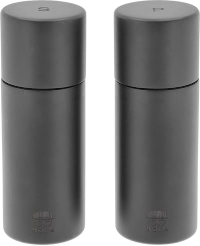 HOLM Peper- en Zoutmolen Set – Zwart Houten Kruidenmolens met Keramisch Maalwerk – Instelbare Maalgraad – Acaciahout – FSC Gecertificeerd – 15,2 cm – Zwart – 2 stuks