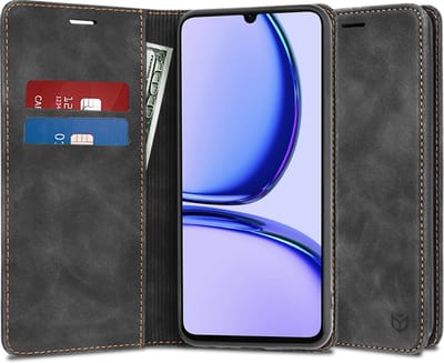 Hoesje geschikt voor Realme C53 - Techsuit Confy Book Wallet Case - Zwart