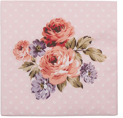 Clayre & Eef Servetten Papier Set van 20 33x33 cm (20) Roze Papier Bloemen