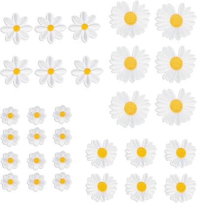 Bloemen borduurpatches - Naaien - Decoratieve patches - Geborduurde madeliefjes - Verschillende maten - Patches om op te strijken - Knutselen - T-shirt Jeans Kleding Tassen - Bloemenpatches - DIY - Geborduurde decoraties