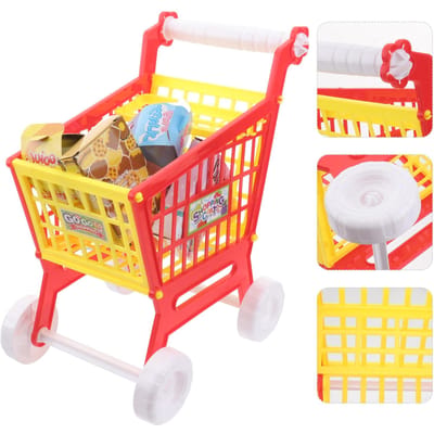 Speelhuis Speelgoed Puzzel Vroege Educatie Buikspieren Kind Supermarkt Trolley Geïmiteerd Winkelwagentje Speelgoed Klein Compact Nep yellow
