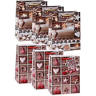 TSI-cadeauzakjesset serie 9, 6-delig, 3 x motief „Christmas Decorations“/3 x motief „Christmas Accessoires“, PP-folie, in verschillende kleuren