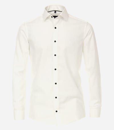 VENTI modern fit overhemd - popeline - wit met dubbele manchet - Strijkvrij - Boordmaat: 39