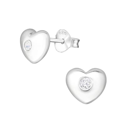 Zilver oorsteker hartje met zirkonia | oorbellen hartje zilver | zilveren oorbellen dames | zilverana | Sterling 925 Silver | sieraden vrouw