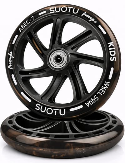 Suotu wielenset voor Stuntstep/Kinderstep - 2 Stuks - 145mm Lichtgevende Wielen - Zwart