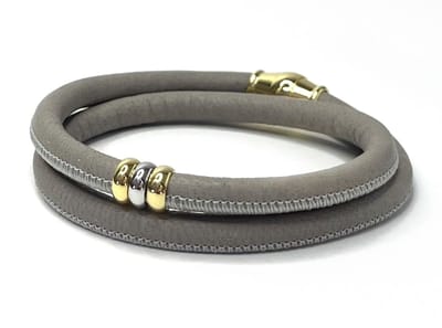 NIEUW! Jolla - dames armband zilver - leer - magneetsluiting - bedels - tweekleurig - Golden Touch - Stony Grey