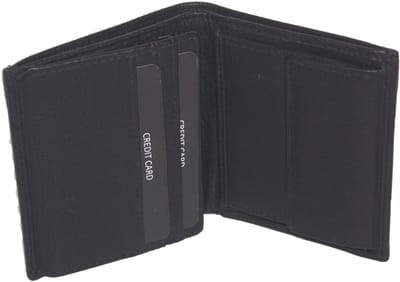 OI Kleine zwarte leren billfold / platte heren portemonnee hoog model / heren beurs vierkant / Anti skim / zwart / 179