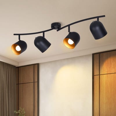 NETTLIFE Opbouwspot - E14 Fitting - Zwart Goud - 4-Lichts - Plafondspot - Metaal - Vintage Hallamp - voor Woonkamer | Slaafkamer | Gang | Keuken-excl. lichtbron