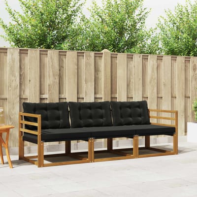 vidaXL - Buiten - bank - set - 3 - st - Natuurlijk - en - zwart