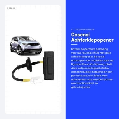 Dailygoods - Achterklepopener - Ontgrendelingsschakelaar - Eenvoudige installatie - Geschikt voor Hyundai - Perfecte pasvorm - Kia en Hyundai modellen