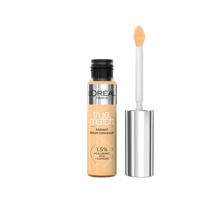 L'Oréal Paris True Match Radiant Serum Concealer - Geschikt voor de gevoelige huid - Verrijkt met 1,5% hyaluronzuur en cafeïne voor hydratatie en verfrissing - Medium dekking - Stralende finish - Verzorgt als een oogserum - 5D - 11 ml