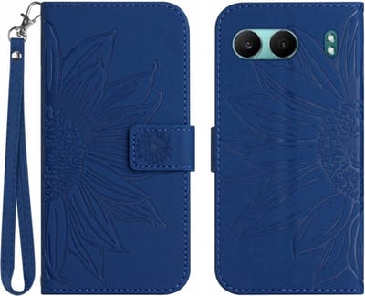 Coverup Hoesje - Geschikt voor OnePlus Nord 4 Hoesje - Coverup Zonnebloem Book Case met Koord - Blauw