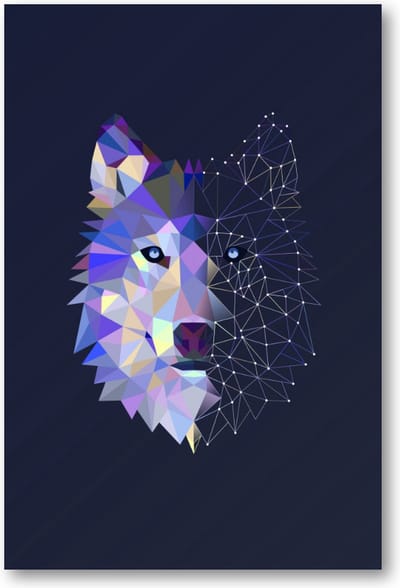 Abstracte Wolf - 60x90 Poster Staand - Minimalist - Dieren