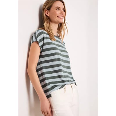 Shirt met hangende schouders, strepen en glitter