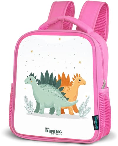 NoBoringSuitcases.com® - Rugzak roze - Schooltas meisjes - Stegosaurusduo onder sterrenregen - Kinder rugtas meisje - Boekentas kind - Kinderrugzak voor school - Schoolrugzak