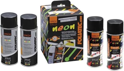 Foliatec Spray Film (Spuitfolie) NEON 4-delige Set - rood 2x400ml + basislaag 2x400ml