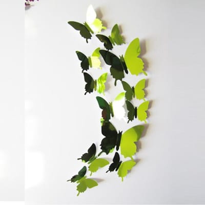 Premium Spiegelende 3D Vlinders Muursticker / Muurdecoratie Voor Kinderkamer / Babykamer / Slaapkamer - Vlinder Sticker Groen