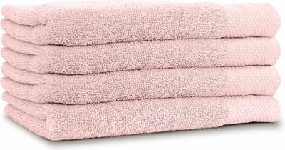 LINNICK Diamond Badstof Handdoeken Set - Set van 4 - Handdoek 60x110cm - 550 gr/m2 - 100% Katoen - Light Pink